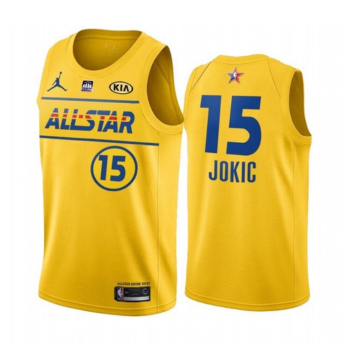Men's 2021 All-Star #15 Nikola Jokic Yellow Western Conference Stitched NBA Jersey